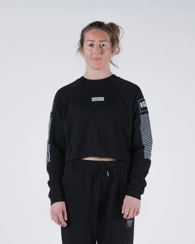 Slant Women's Crop Sweater-Black