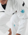 The ONE Womens Jiu Jitsu Gi - White/Sky Blue - FREE White Belt-白帯付き