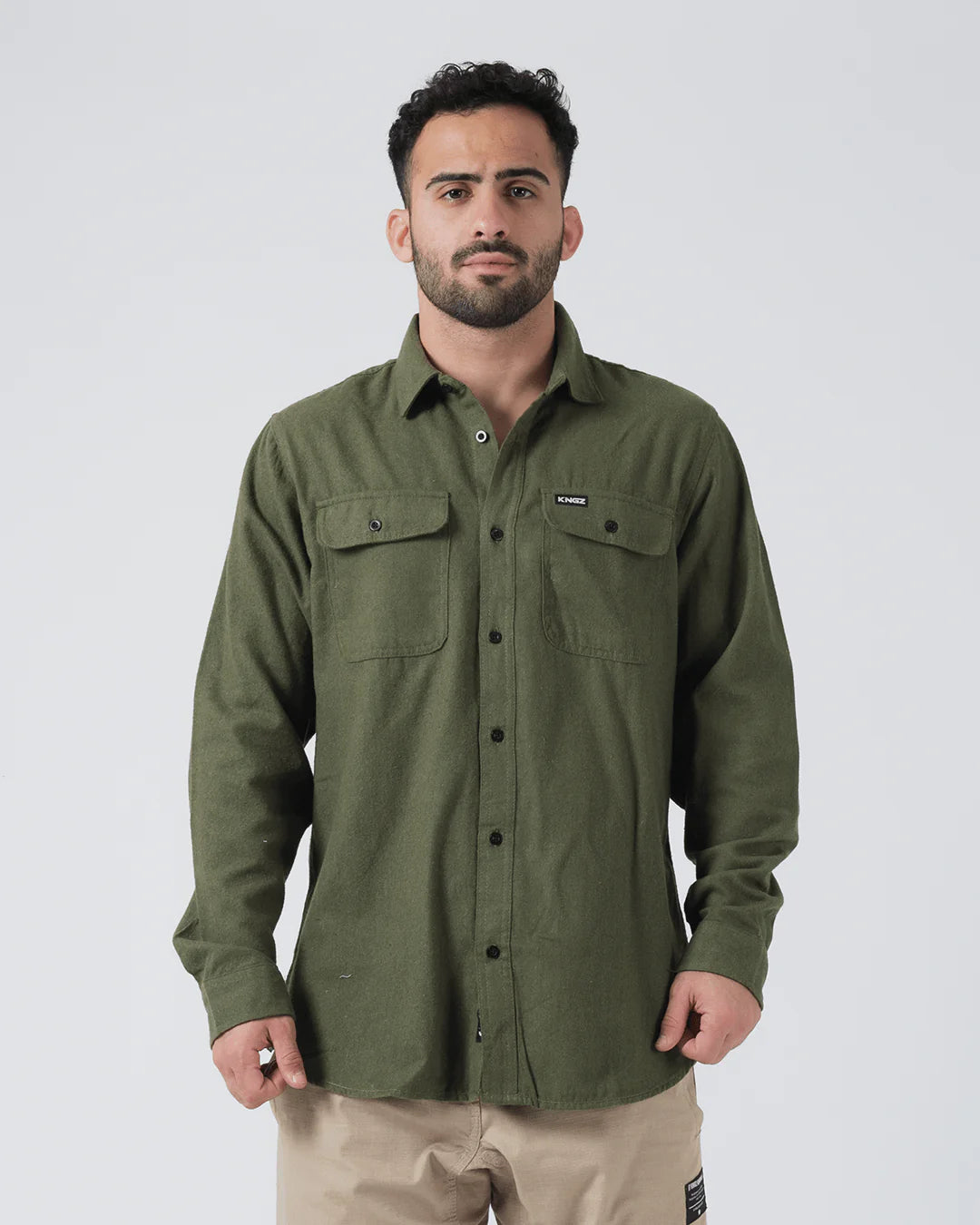 Flannel Shirt Solid Green KINGZ JAPAN