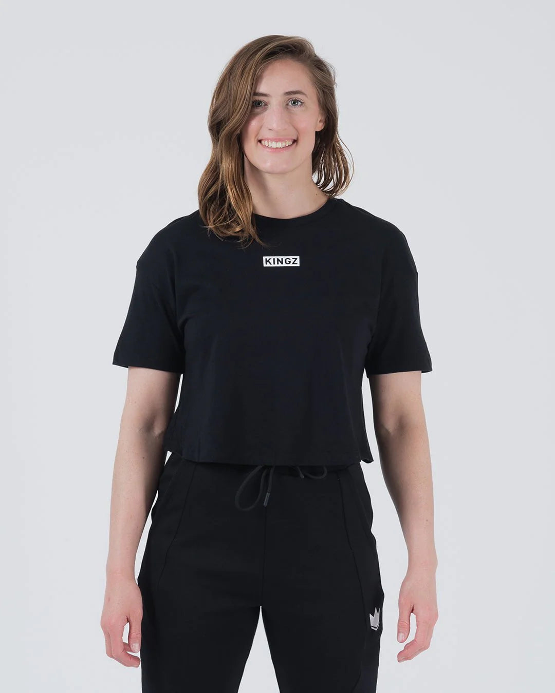 Slant Women's Crop Top-BLACK