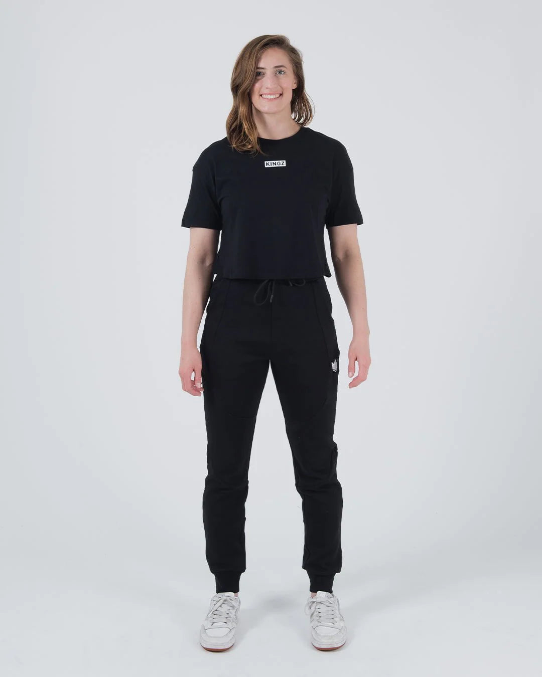 Slant Women's Crop Top-BLACK