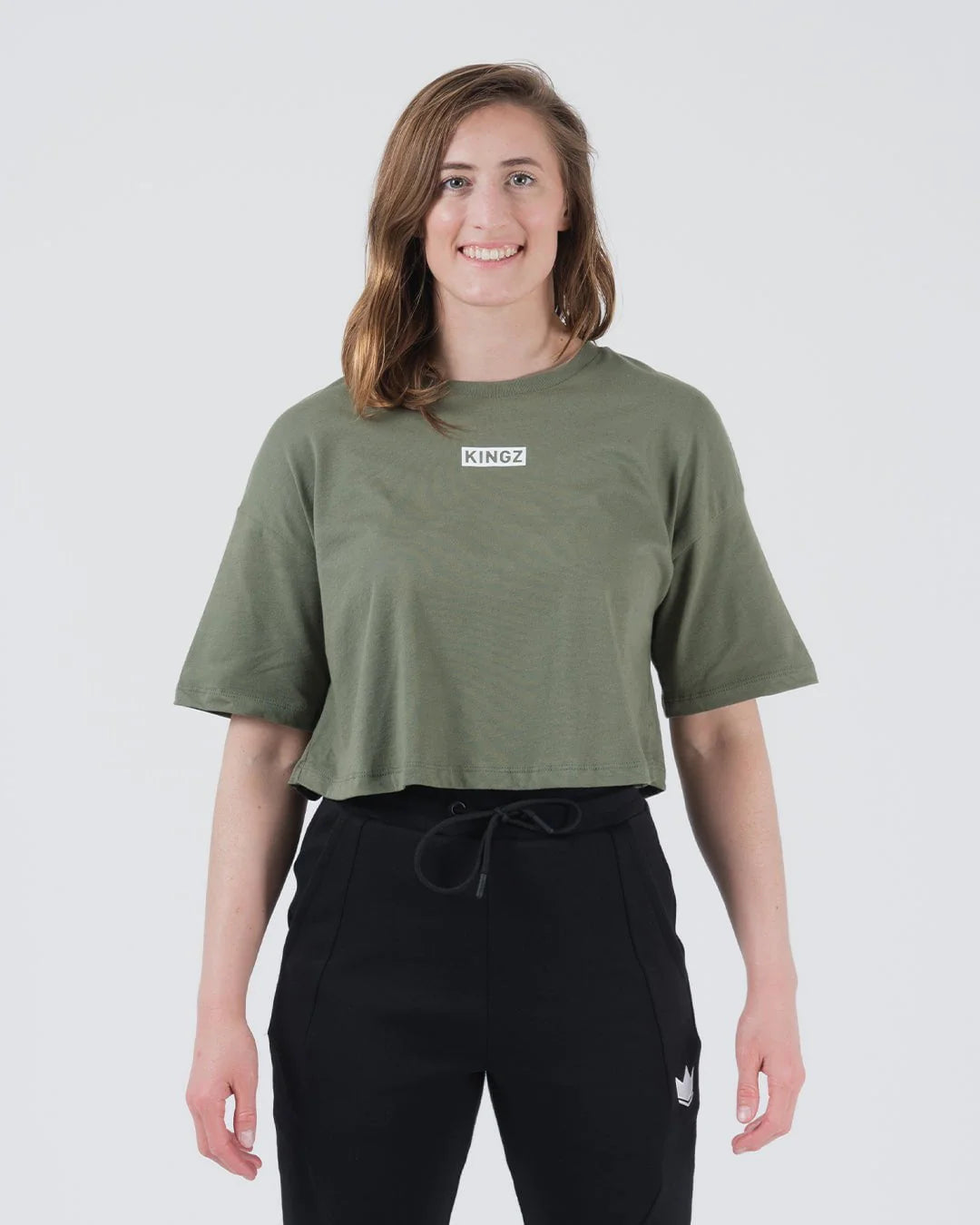 Slant Women's Crop Top- MILITARY GREEN