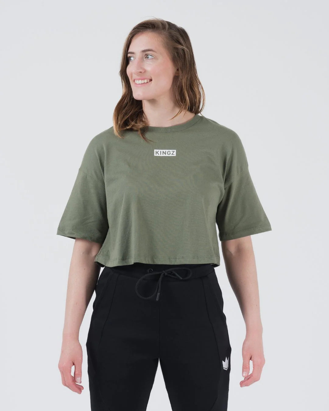 Slant Women's Crop Top- MILITARY GREEN